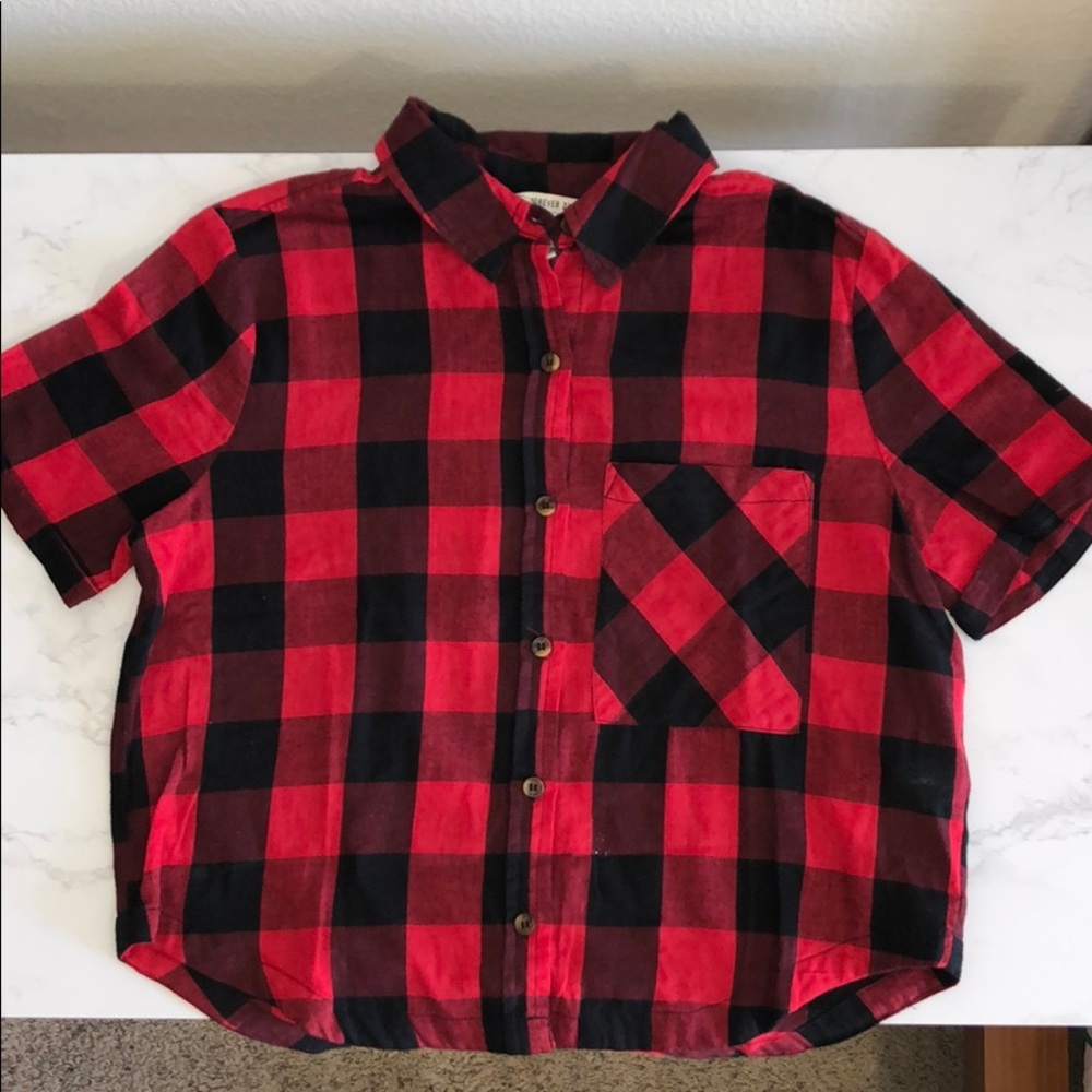 New never worn red flannel plaid shirt